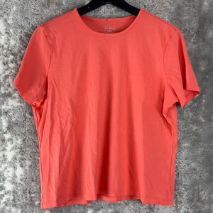 LL Bean Petite Size LP 100% Supima Cotton Casual Top Coral Short Sleeve Pullover